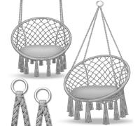 tillvex Hamac Chaise Suspendu 200kg | Chaise Relax à Franges - Intérieur et Extérieur | Hamac avec Coussins Confortables de Siége | Kit de Suspension