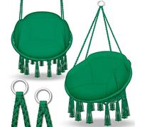 tillvex Hamac Chaise Suspendu avec Grand Coussin 200kg | Chaise Relax à Franges - Intérieur et Extérieur | Hamac avec Coussins Confortables de Siége | Kit de Suspension