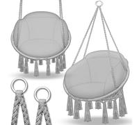 tillvex Hamac Chaise Suspendu avec Grand Coussin 200kg | Chaise Relax à Franges - Intérieur et Extérieur | Hamac avec Coussins Confortables de Siége | Kit de Suspension