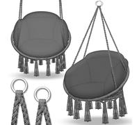 tillvex Hamac Chaise Suspendu avec Grand Coussin 200kg | Chaise Relax à Franges - Intérieur et Extérieur | Hamac avec Coussins Confortables de Siége | Kit de Suspension