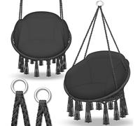 tillvex Hamac Chaise Suspendu avec Grand Coussin 200kg | Chaise Relax à Franges - Intérieur et Extérieur | Hamac avec Coussins Confortables de Siége | Kit de Suspension