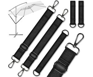 tillvex Kit de fixation contre le vent pour parasol déporté jusqu'à Ø 400 cm | Lot de 5 pièces avec mousquetons | Noir