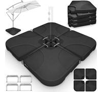 tillvex® Lestage & Dalles Carrées pour Parasol Déporté - Pied de Parasol 60 litres / 80 kg, 4 Pièces avec Connecteur Métallique | Base Remplissable avec Eau ou Sable | Support de Parasol (Noir)