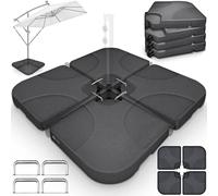 tillvex Lestage & Dalles Carrées pour Parasol Déporté - Pied de Parasol 60 litres / 80 kg, 4 Pièces avec Connecteur Métallique | Base Remplissable avec Eau ou Sable | Support de Parasol (Anthracite)