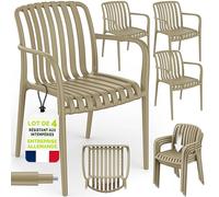 tillvex Lot de 4 chaises de Jardin, empilables, résistantes aux intempéries, avec accoudoirs, Charge maximale : 120 kg, pour extérieur, Balcon, Jardin, terrasse