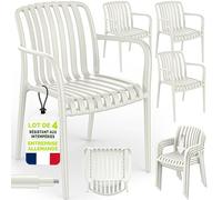 tillvex Lot de 4 chaises de Jardin, empilables, résistantes aux intempéries, avec accoudoirs, Charge maximale : 120 kg, pour extérieur, Balcon, Jardin, terrasse