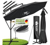 tillvex Parasol Anthracite Ø 300 cm Parasol de jardin Parasol de marché Manivelle Balcon Alu Inclinable