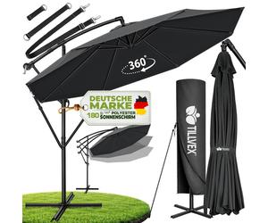 tillvex Parasol Anthracite Ø 350 cm Parapluie de jardin Parasol de marché Manivelle Balcon Inclinable Aluminium Anthracite - Ø350cm
