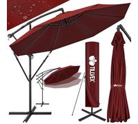 tillvex Parasol déporté hexagonale 3M avec manivelle | Pare-soleil avec pied | Protection UV en aluminium pour le jardin | Parasol à manivelle pour le marché déperlant