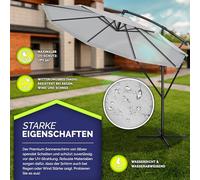 tillvex Parasol déporté hexagonale 3M avec manivelle | Pare-soleil avec pied | Protection UV en aluminium pour le jardin | Parasol à manivelle pour le marché déperlant