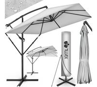 tillvex® Parasol déporté Rectangulaire Ø 330 cm + Housse de Protection & contre le vent | Parasol à manivelle carré avec support | Parasol de jardin Extérieur Anti-UV en aluminium