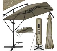 tillvex® Parasol déporté Rectangulaire Ø 330 cm + Housse de Protection & contre le vent | Parasol à manivelle carré avec support | Parasol de jardin Extérieur Anti-UV en aluminium