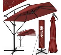 tillvex® Parasol déporté Rectangulaire Ø 330 cm + Housse de Protection & contre le vent | Parasol à manivelle carré avec support | Parasol de jardin Extérieur Anti-UV en aluminium