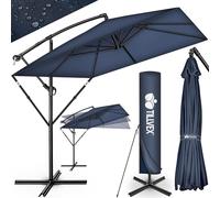 tillvex® Parasol déporté Rectangulaire Ø 330 cm + Housse de Protection & contre le vent | Parasol à manivelle carré avec support | Parasol de jardin Extérieur Anti-UV en aluminium