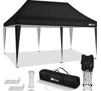 tillvex Pavillon 3x6m noir étanche | Pop-Up Pavillon pliable réglable en hauteur | Tente de jardin protection UV 50+ | Tente de réception avec sac pour le jardin