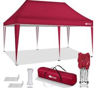tillvex Pavillon 3x6m rouge étanche | Pop-Up Pliable réglable en hauteur | Tente de jardin protection UV 50+ | Tente de réception avec sac pour le jardin