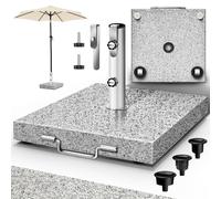 tillvex® Pied de Parasol Angulaire en Granit avec roulettes - 27 kg | avec Tube en Acier Inoxydable | Parasol Lestage Pieds Base pour pour Parasol déporté mâts de 16 à 48 mm et 250 cm de diamètre