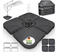 tillvex® Pied de parasol anthracite 60 litres / 80 kg - 4 pièces pour parasol ampli, connecteur métallique inclus | Poids du parasol remplissable d'eau ou de sable | Pied de parasol ampli résistant au