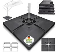tillvex® Pied de parasol anthracite 90 litres / 120 kg - 4 pièces pour parasol ampli, connecteur métallique inclus | Poids du parasol remplissable avec de l'eau ou du sable | Pied de parasol ampli rés