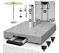 tillvex® Pied de Parasol carré en Granit avec roulettes et poignée de Chariot 27 kg