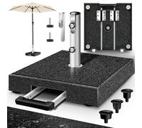 tillvex® Pied de Parasol carré en Granit avec roulettes et poignée de Chariot 27 kg