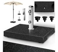 tillvex® Pied de parasol en granit avec poignée de transport Anthracite - 27 kg Rectangulaire | Pied de parasol avec tube en acier inoxydable | Pied de parasol de balcon pour tiges de parasol 16-48 mm