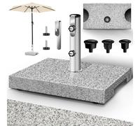 tillvex® Pied de parasol en granit avec poignée de transport Gris - 27 kg Rectangulaire | Pied de parasol avec tube en acier inoxydable | Pied de parasol de balcon pour tiges de parasol 16-48 mm & 300