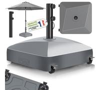 tillvex® Pied de Parasol GRAVIA à roulettes et Freins | Support de lestage Parasol à remplir 37L/56kg | Poids pour Parasol Droit et de marché Ø1,8-3,7m | Résistant aux intempéries et UV (Anthracite)