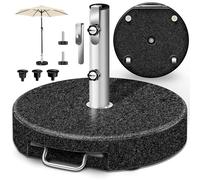 tillvex® Pied de Parasol Rond en Granit avec roulettes 27 kg | avec Tube en Acier Inoxydable | Parasol Lestage Pieds Base pour pour Parasol déporté mâts de 16 à 48 mm et 250 cm de diamètre