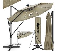 tillvex® Premium Alu Parasol 330 cm Marron + Couverture & Protection contre le vent | Parasol amiral réglable en 6 positions avec manivelle | Parasol de jardin pivotant à 360° inclinable | Parasol à m