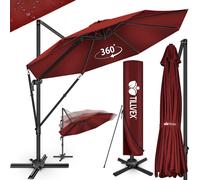 tillvex® Premium Alu Parasol 330 cm Rouge + Couverture & Protection contre le vent | Parasol amiral réglable en 6 positions avec manivelle | Parasol de jardin pivotant à 360° inclinable | Parasol à ma