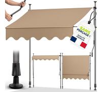 tillvex Store Banne Manuel rétractable avec manivelle pour Le Balcon | Marquise de terrasse sans percement | Marquise Soleil de Balcon auvent téléscopique (Taupe, 350cm)
