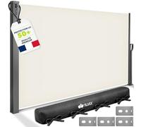 tillvex® Store latéral 160 x 300 cm extensible et opaque avec Housse de protection | Brise-vue pour balcon, jardin et terrasse | Support mural | Protection solaire en acier inoxydable | Contre le vent