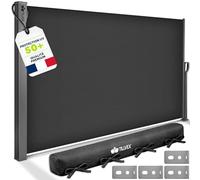tillvex® Store latéral 180 x 400 cm extensible et opaque avec Housse de protection | Brise-vue pour balcon, jardin et terrasse | Support mural | Protection solaire en acier inoxydable | Contre le vent