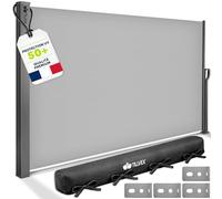tillvex® Store latéral 200 x 300 cm extensible et opaque avec Housse de protection | Brise-vue pour balcon, jardin et terrasse | Support mural | Protection solaire en acier inoxydable | Contre le vent