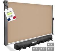 tillvex® Store latéral 200 x 400 cm extensible et opaque avec Housse de protection | Brise-vue pour balcon, jardin et terrasse | Support mural | Protection solaire en acier inoxydable | Contre le vent