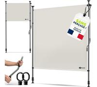 tillvex Store vertical 200 x 310 cm Beige avec manivelle sans perçage | Brise-vue extensible et opaque | Store vertical pour balcon, terrasse, jardin | Store brise-vue résistant aux intempéries