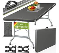 tillvex Table de jardin 220x70cm pliante anthracite plastique | Table de buffet avec poignée | Table pliante pour jardin terrasse et balcon | Table de camping 10 personnes