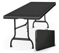 tillvex Table de jardin pliable aspect rotin 180x75cm | Table de buffet avec poignée de transport | Table pliante pour jardin, terrasse et balcon | Table de camping pour 6 personnes