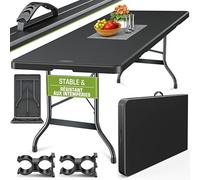 tillvex Table de Jardin Pliante en Plastique 180x75 cm avec poignée | Idéale comme Buffet, pour Terrasse, Jardin, Balcon ou Camping | 8 Personnes