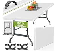 tillvex Table de Jardin Pliante en Plastique 180x75 cm avec poignée | Idéale comme Buffet, pour Terrasse, Jardin, Balcon ou Camping | 8 Personnes