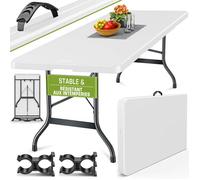 tillvex® Table de Jardin Pliante en Plastique 180x75cm Blanc | Idéale comme Buffet, pour Terrasse, Jardin, Balcon ou Camping