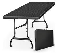 tillvex® Table de Jardin Pliante en Plastique 180x75cm Rotin Noir | Idéale comme Buffet, pour Terrasse, Jardin, Balcon ou Camping