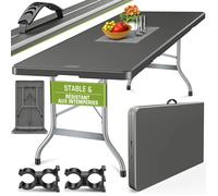 tillvex Table de jardin 220x70cm pliante anthracite plastique | Table de buffet avec poignée | Table pliante pour jardin terrasse et balcon | Table de camping 10 personnes