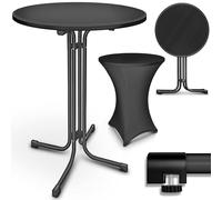 tillvex® Table haute Gastro pliable avec housse - Diamètre : 60 cm - Table de bistrot ronde - Table de fête résistante aux intempéries - Table de jardin pour l'intérieur et l'extérieur