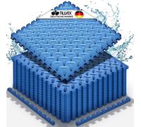 tillvex® Tapis de sol bleu pour piscine - 48 pièces | Tapis de sol pour piscine et pataugeoire | Tapis de sol extérieur | Tapis de sol pour piscine Isolant thermique | Feuille de sol souple pour spa