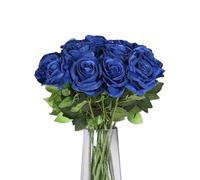 TILONKJ 12 Pièces Roses Artificielles Bleues pour Mariage,Fleurs Artificielles Aussi Belles Que des Vraies,pour Bouquet de Mariée,Fête d'anniversaire,Anniversaire,Jardins,Cimetière(Bleu)