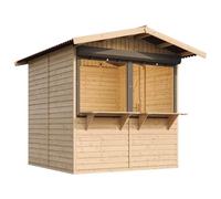 TIMBELA M149Z Kiosque en bois, Étal de marché en bois H232x253x263 cm/4 m2