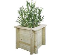 TIMBELA Bac en bois surélevé - 38x38xH35 cm - Bac surélevé pour le jardin - Bac à herbes aromatiques - Bac à fleurs en bois - Bac à plantes en bois - Solid 28 mm Pine/Spruce Wood M610