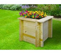 TIMBELA Carre Potager Exterieur Bois - Jardinieres Exterieur pour Jardin, Balcon, Terrasse - pour Fleurs, Herbes aromatiques, Légumes- Bois Massif pin/épicéa 28 mm, 38x38xH35 cm, M610